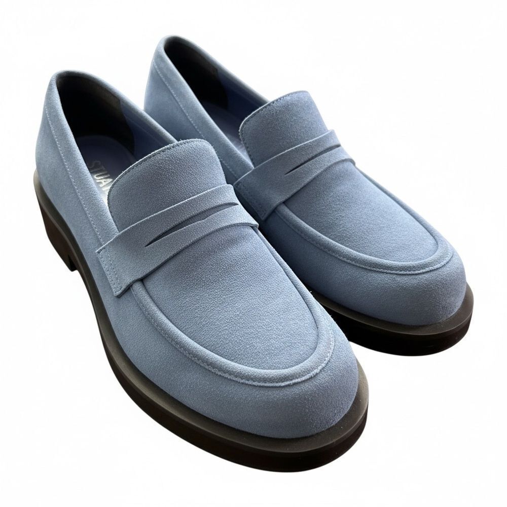 Stuart Weitzman Palmer Bold 40 MM blue Suede Loafers Size 6.5